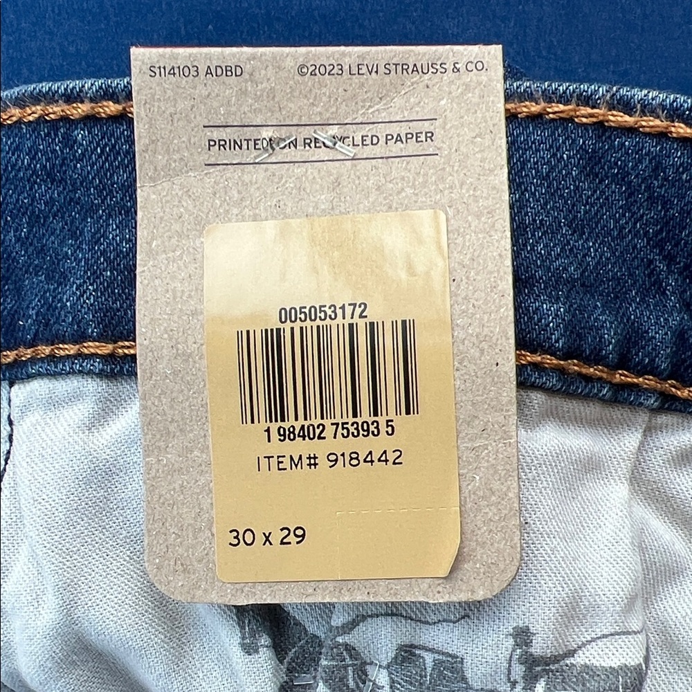 Levi's Blue Straight-Leg Denim Jeans, NWT, 30x29 - Picture 3 of 4